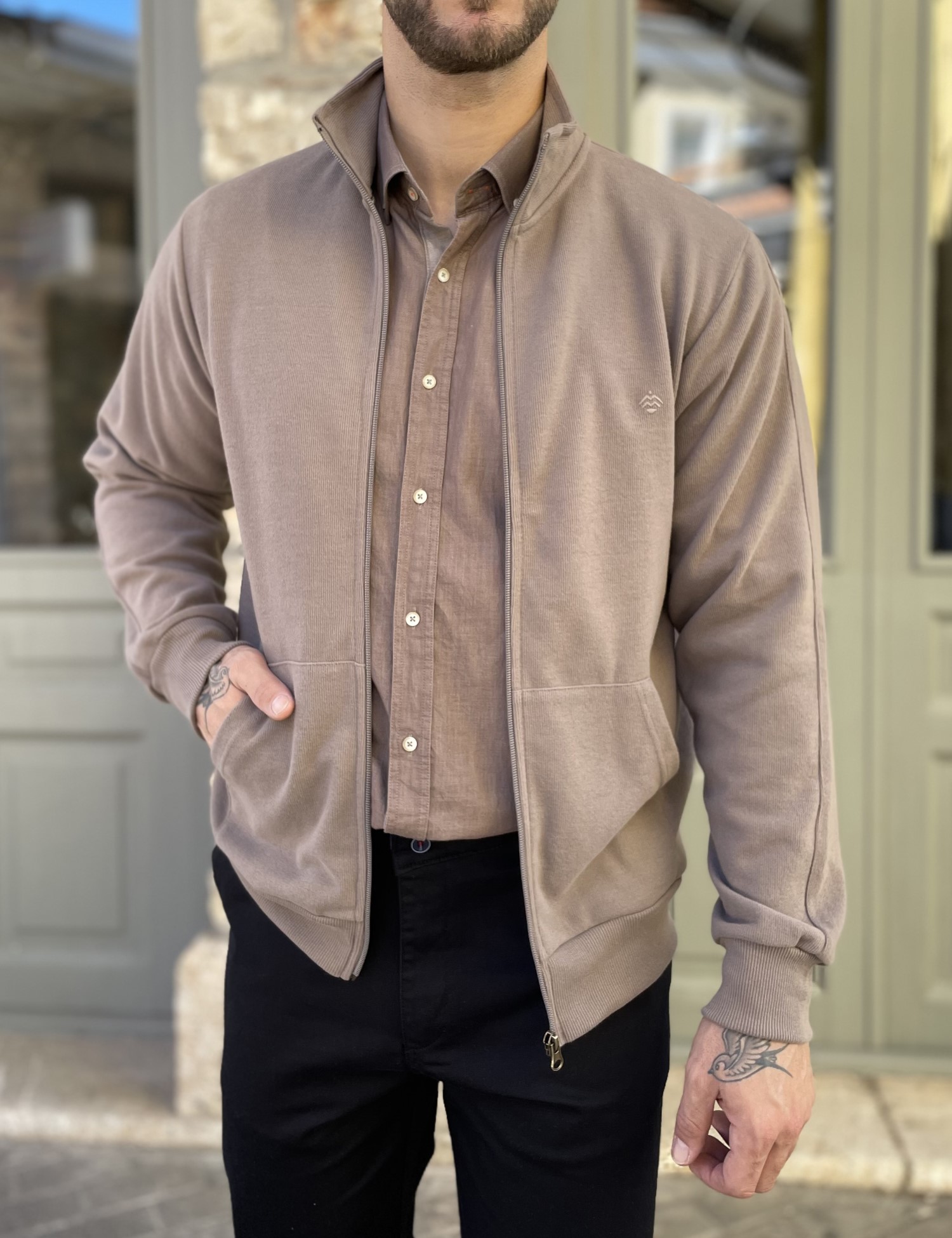 Everbest ανδρική Plus Size πούρο ζακέτα με ριπ ύφασμα 251039P